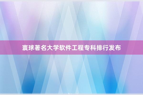 寰球著名大学软件工程专科排行发布